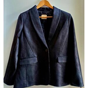 Elie Tahari Blazer 8 Single Button Snakeskin Faux Leather Look Soft Fully Lined